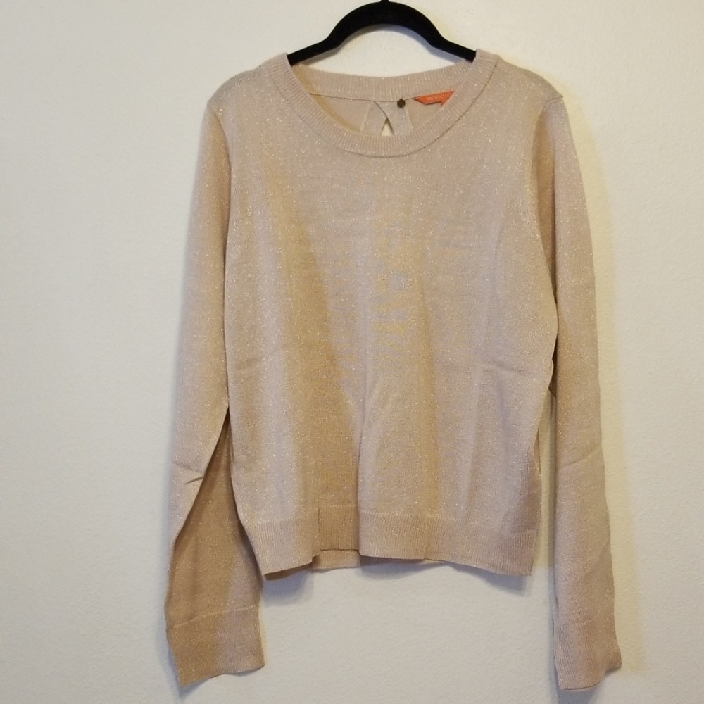 Modcloth Cutout Back Rose Gold Metallic Sweater - Picture 3 of 7